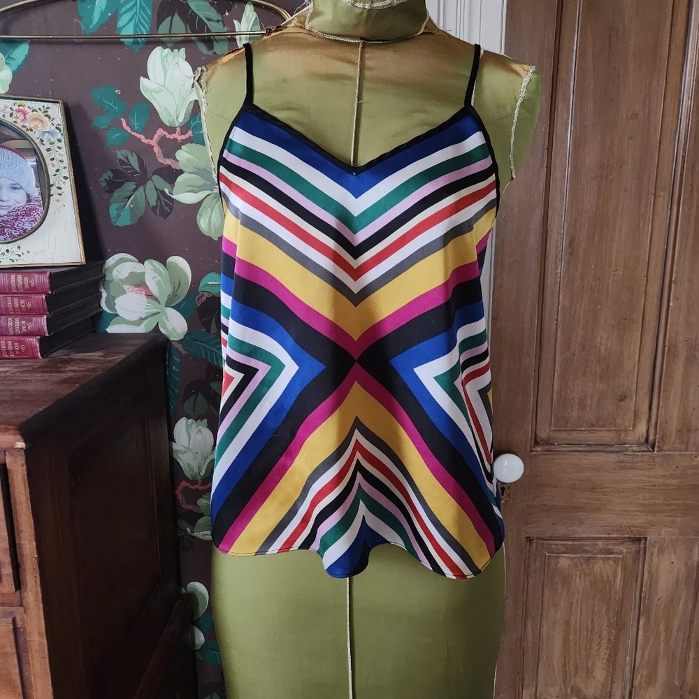 BAR III Multicolor Chevron Striped Cami Size Small Adjustable Straps